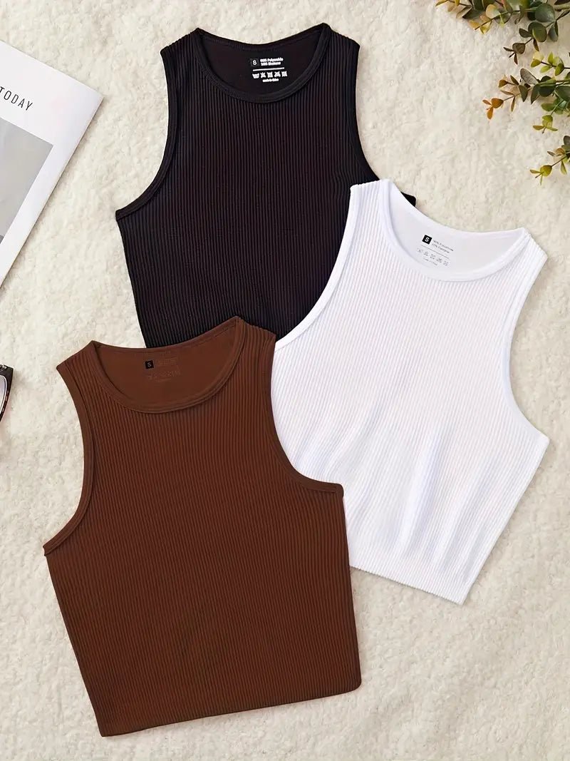 Pack de 3 Camisetas Deportivas sin Mangas para Mujer – Tejido Elástico y Transpirable - BAKONE