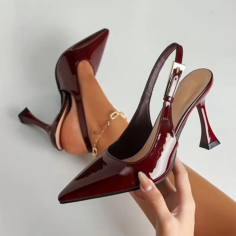 Sandalias de Tacón Alto Estilo Stiletto con Punta y Correa al Tobillo – Elegancia Sofisticada para Mujer - BAKONE