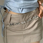 Cinturón Metálico Plateado con Estrellas – Cadena Decorativa de Cintura Estilo Y2K