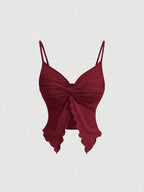 Blusa Halter Cruzada Burdeos – Elegancia Sofisticada y Sexy