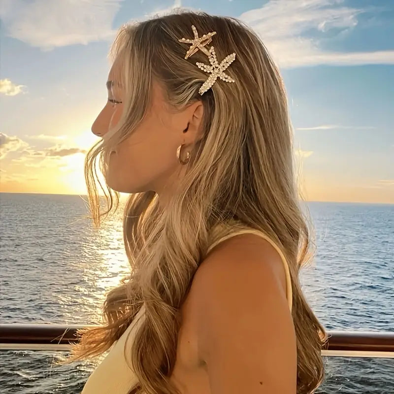 Clips de Pelo con Perlas e Inspiración Marina (2 piezas)