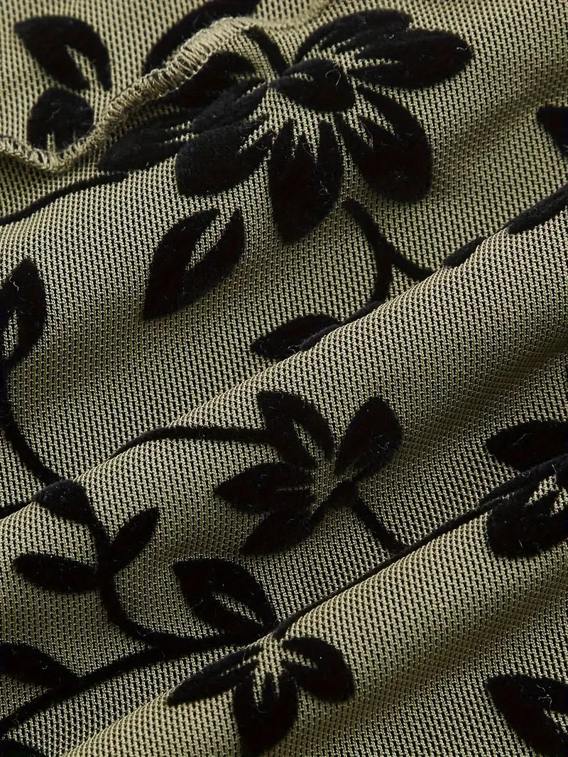 Vestido Elegante Floral sin Mangas con Cuello Cuadrado