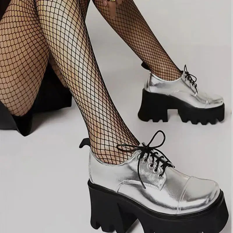 Medias de Red Elegantes de Color Sólido para Mujer