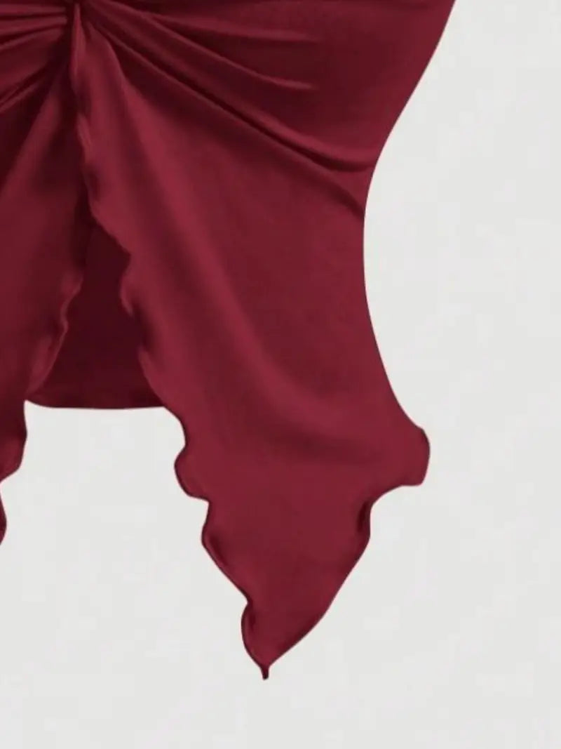 Blusa Halter Cruzada Burdeos – Elegancia Sofisticada y Sexy