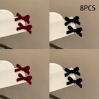 Set de 8 Pinzas para el Cabello con Lazo de Terciopelo Rojo y Negro para Mujer