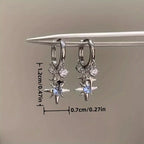 Pendientes Colgantes de Estrella con Piedras Azules – Set de 2 Piezas, Estilo Vintage y Encantador