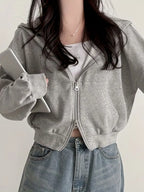 Chaqueta Corta Oversize de Estilo Coreano con Capucha – Casual y Moderna