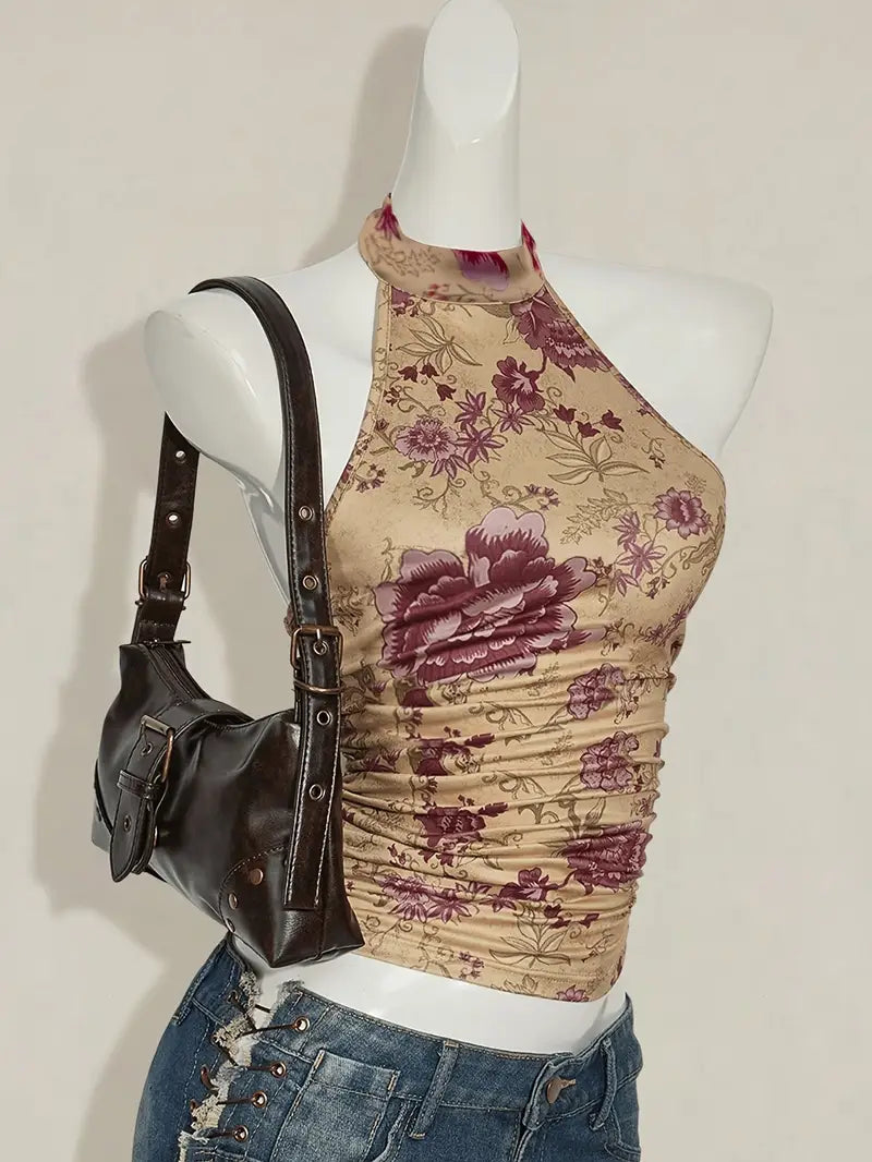 Top Corto Sin Mangas Floral Y2K — Estilo Juvenil y Moderno para Todas las Estaciones