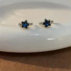 Aretes de Aro con Estrella Azul Encantadora – Plata Esterlina 925, Estilo Vintage y Adorable