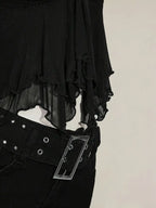 Top de Tirantes con Plisados y Paneles Transparentes – Estilo Y2K para Mujer