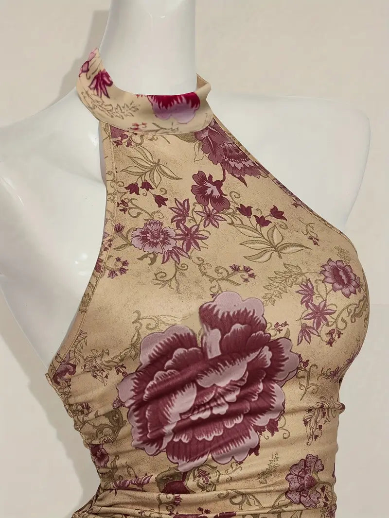 Top Corto Sin Mangas Floral Y2K — Estilo Juvenil y Moderno para Todas las Estaciones