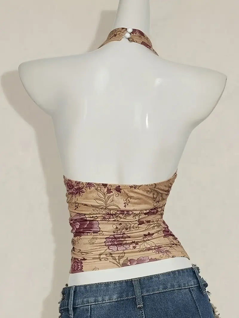 Top Corto Sin Mangas Floral Y2K — Estilo Juvenil y Moderno para Todas las Estaciones