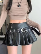 Falda Short Elegante con Correas Ajustables y Cremallera Frontal