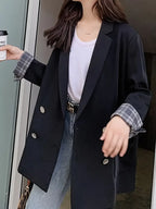 Chaqueta Casual de Estilo Británico para Mujer – Doble Botonadura, Corte Clásico y Bolsillos Funcionales