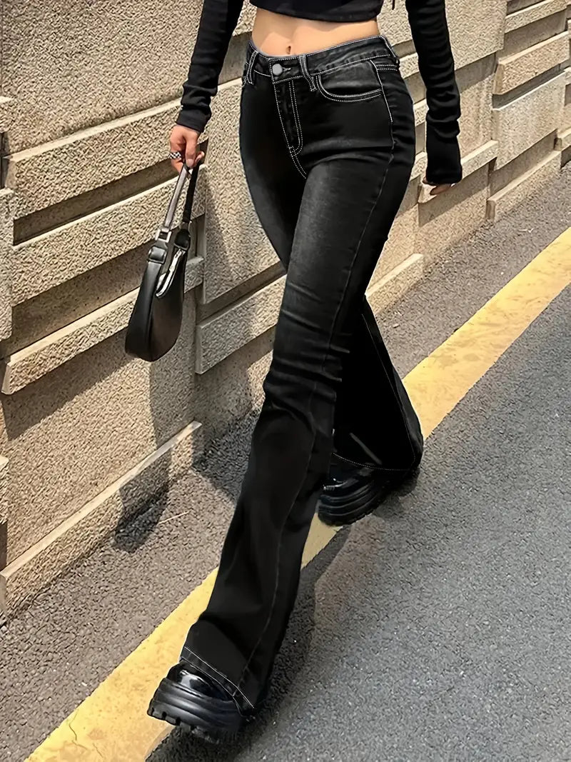 Vaqueros Acampanados Retro para Mujer – Estilo Vintage con Toque Moderno