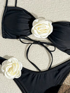 Conjunto de Dos Piezas Sin Tirantes con Flores 3D – Elegancia y Sensualidad Moderna