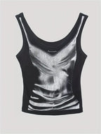 Top Sin Mangas de Estampado Geométrico Retro Y2K para Mujer