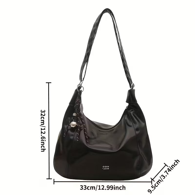 Bolso de Mano y Bandolera Brillante para Mujer – Correa Ajustable y Herrajes Dorados