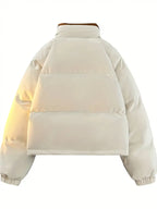 Chaqueta Térmica de Invierno Azul y Blanca para Mujer – Corte H y Forro Marrón