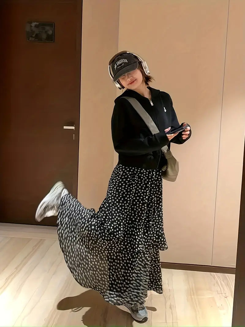 Falda Maxi Floral Elegante para Mujer – Cintura Alta con Abertura Lateral