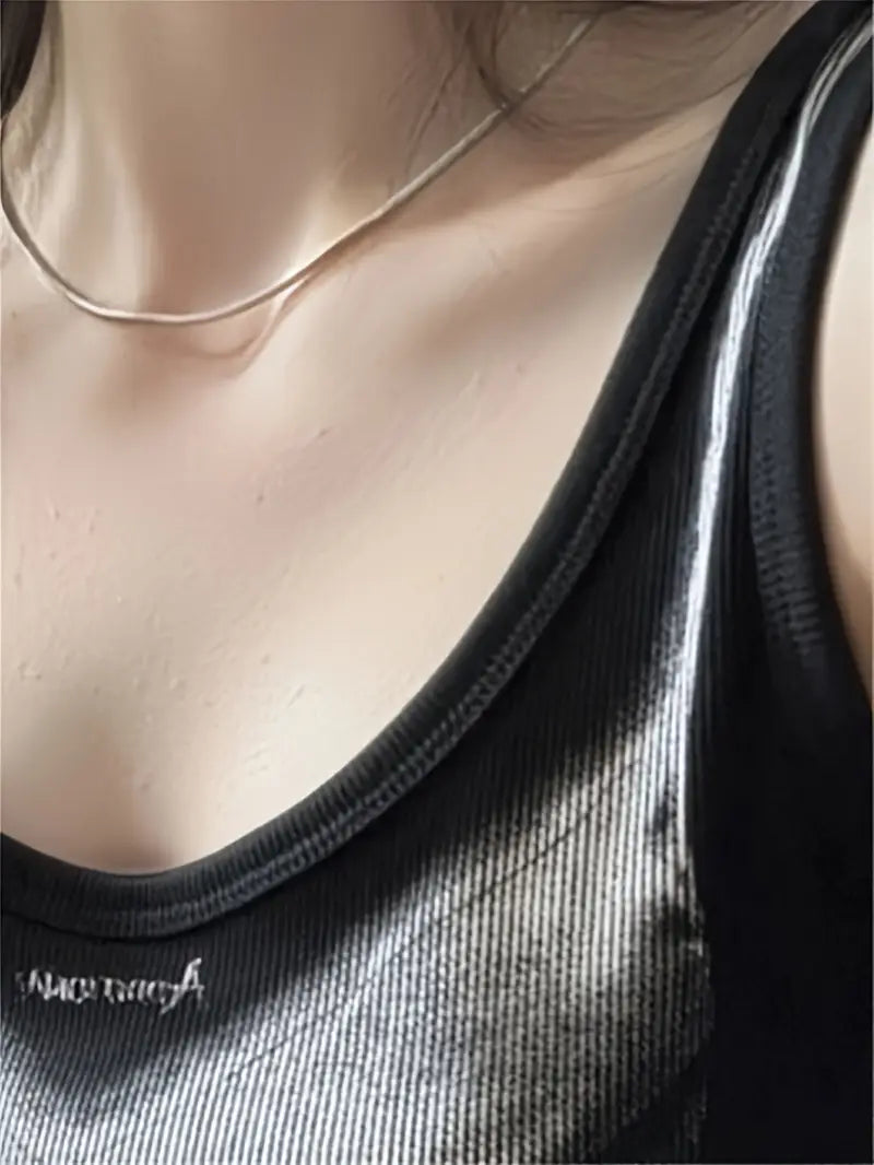 Top Sin Mangas de Estampado Geométrico Retro Y2K para Mujer