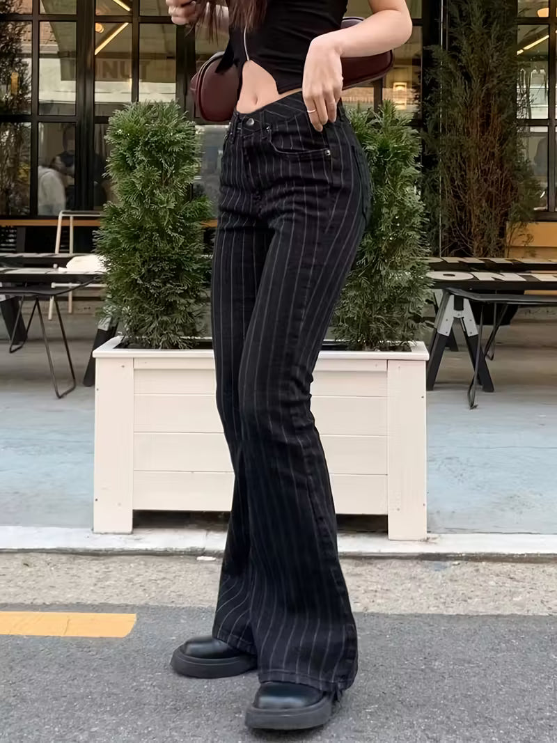 Jeans de Mujer Y2K Streetwear – Cintura Baja y Corte Acampanado