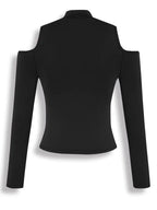 Top Corto de Hombros Fríos con Cuello Alto Estilo Y2K — Moda Casual y Versátil para Todas las Estaciones