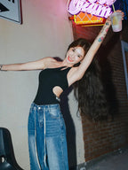 Tankini Negro con Faldón de Cintura Alta – Elegancia, Comodidad y Efecto Adelgazante