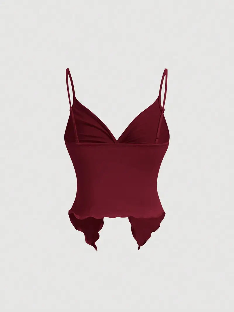 Blusa Halter Cruzada Burdeos – Elegancia Sofisticada y Sexy