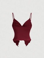 Blusa Halter Cruzada Burdeos – Elegancia Sofisticada y Sexy