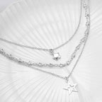 Collar en Capas con Colgante de Pentagrama Hueco – Joyería Elegante para Mujer