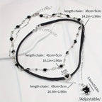 Collar Doble con Colgante de Corazón Negro – Joyería Gótica y Elegante para Mujer