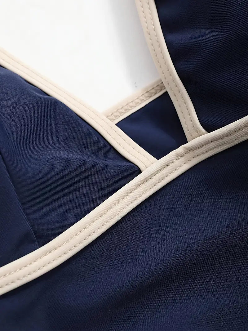 Traje de Baño Entero de Color Liso – Estilo Sexy y Sofisticado