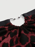 Top Bandeau Y2K Punk con Encaje y Estampado de Leopardo