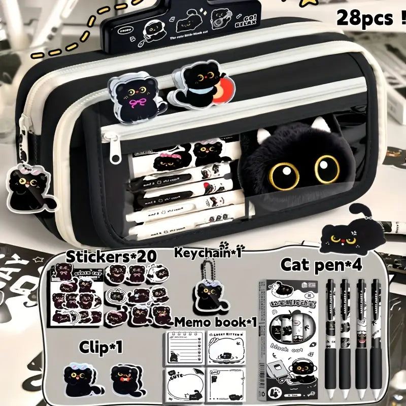 Set de Papelería Gato Adorable – 28 Piezas de Creatividad y Encanto