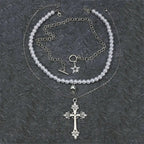 Conjunto de 3 Collares con Colgante de Cruz y Estrella – Estilo Punk Gótico Vintage - BAKONE