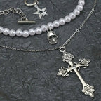 Conjunto de 3 Collares con Colgante de Cruz y Estrella – Estilo Punk Gótico Vintage - BAKONE