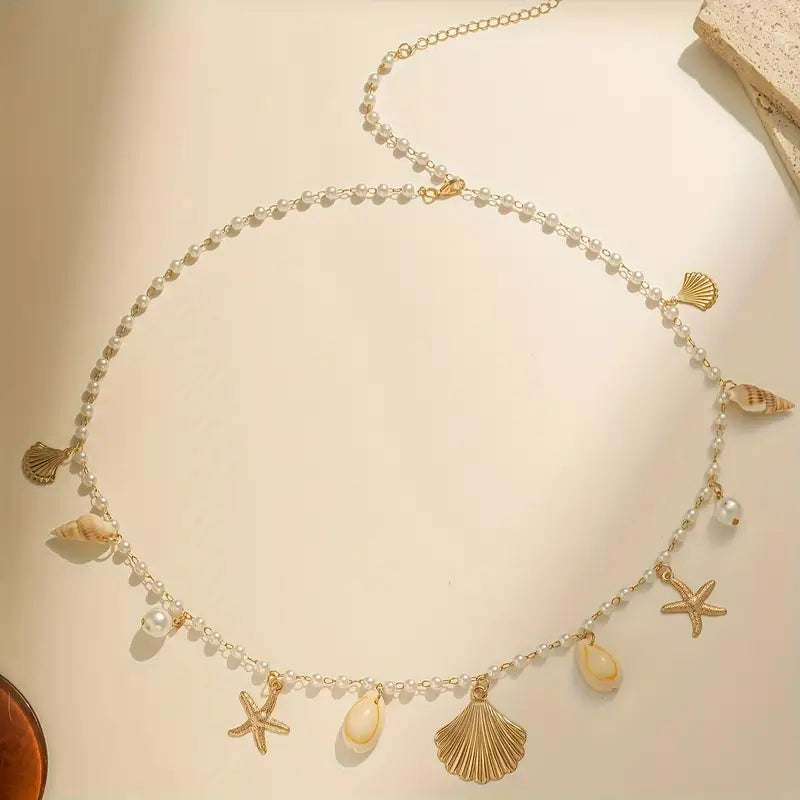 Cadena de Cintura Bohemia con Estrella y Concha Dorada – Estilo Veraniego y Elegante