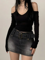 Camiseta Y2K con Hombros Descubiertos – Estilo Moderno y Atemporal