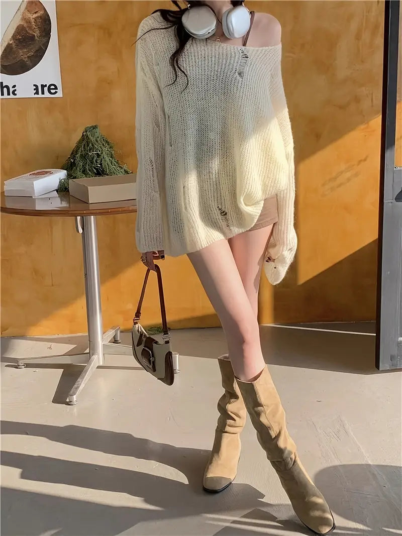 Suéter Boho-Chic para Mujer – Comodidad y Estilo Romántico de Primavera/Otoño