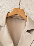 Chaqueta de Lona Elegante con Cuello de Solapa Doble y Cintura Ceñida – Moda Femenina de Primavera/Otoño