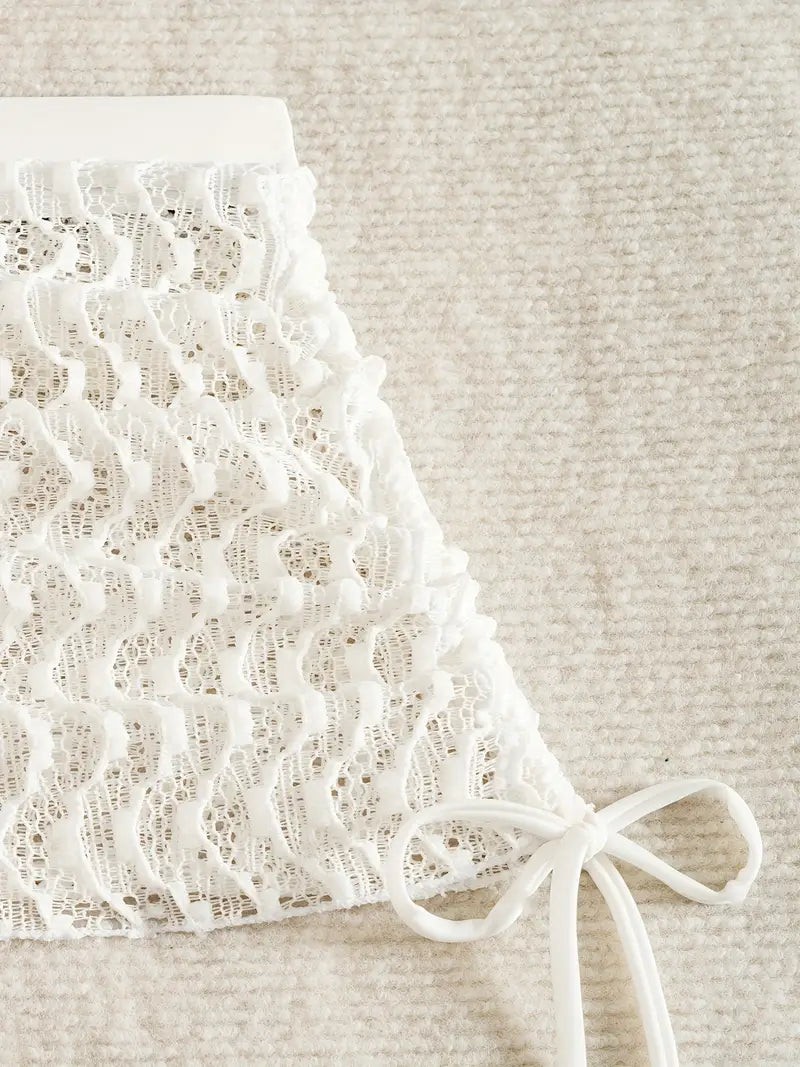 Conjunto de Bikini 2025 con Collar Colgante y Falda de Malla – Estilo Elegante y Sofisticado para Mujer