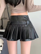 Falda Short Elegante con Correas Ajustables y Cremallera Frontal