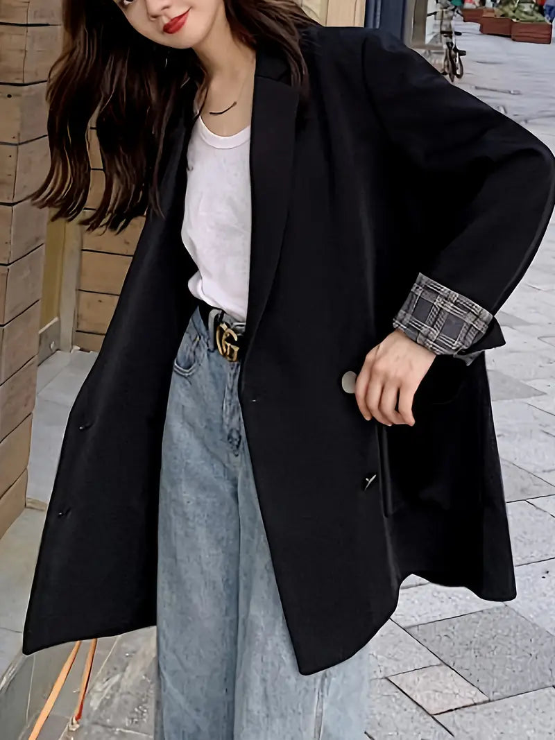 Chaqueta Casual de Estilo Británico para Mujer – Doble Botonadura, Corte Clásico y Bolsillos Funcionales