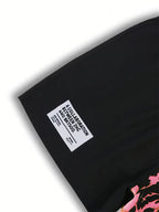 Shorts Flame Street – Pantalones Cortos Estilizados con Llamas Negras y Rosas