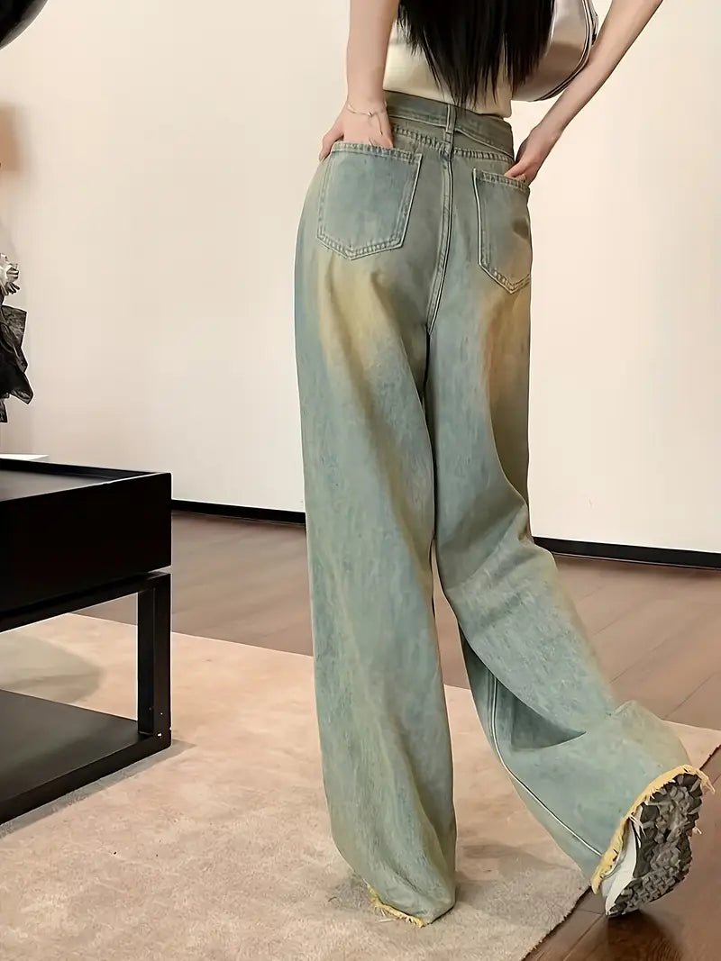 Jeans Rectos Vintage Lavados para Mujer – Denim Clásico y Atemporal - BAKONE