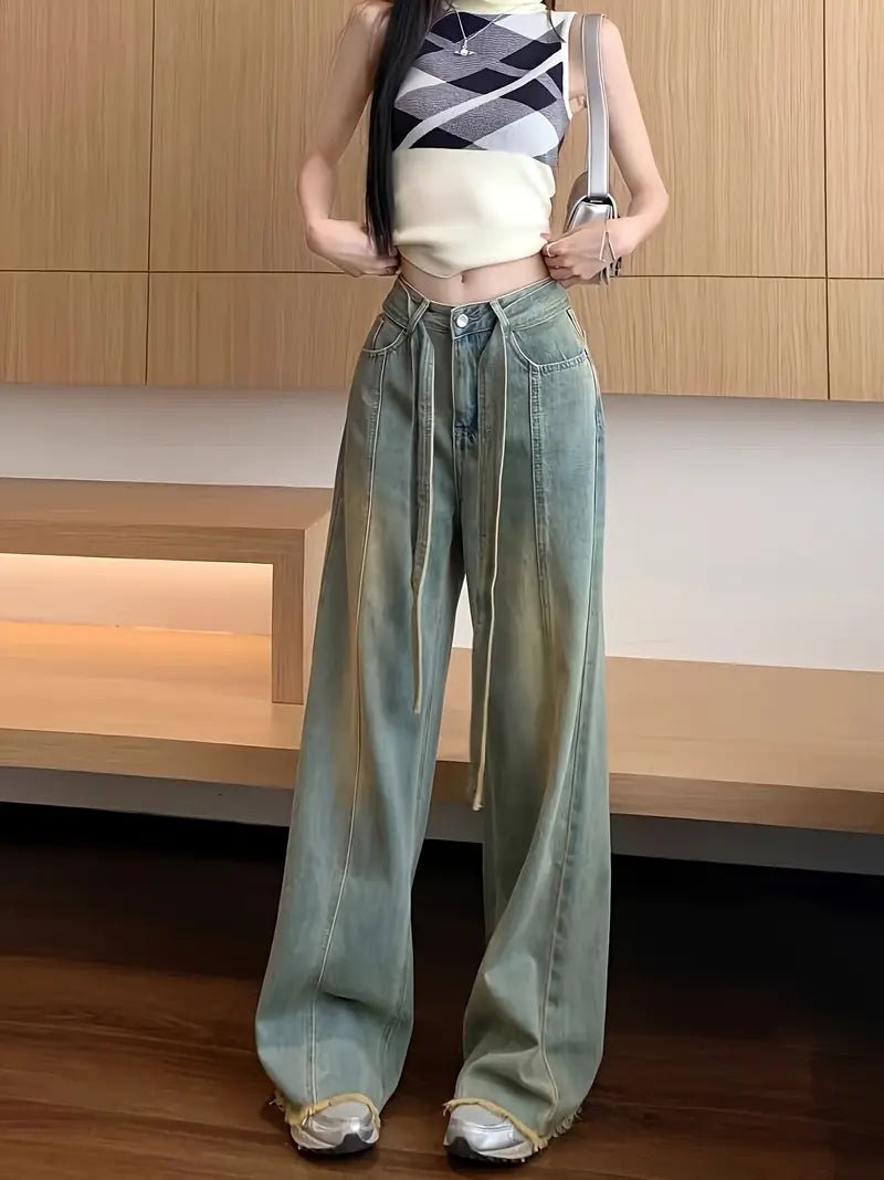 Jeans Rectos Vintage Lavados para Mujer – Denim Clásico y Atemporal - BAKONE