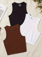 Pack de 3 Camisetas Deportivas sin Mangas para Mujer – Tejido Elástico y Transpirable - BAKONE