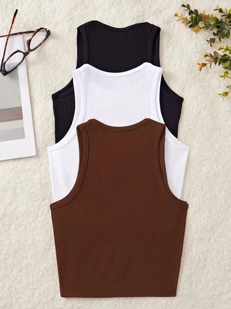 Pack de 3 Camisetas Deportivas sin Mangas para Mujer – Tejido Elástico y Transpirable - BAKONE