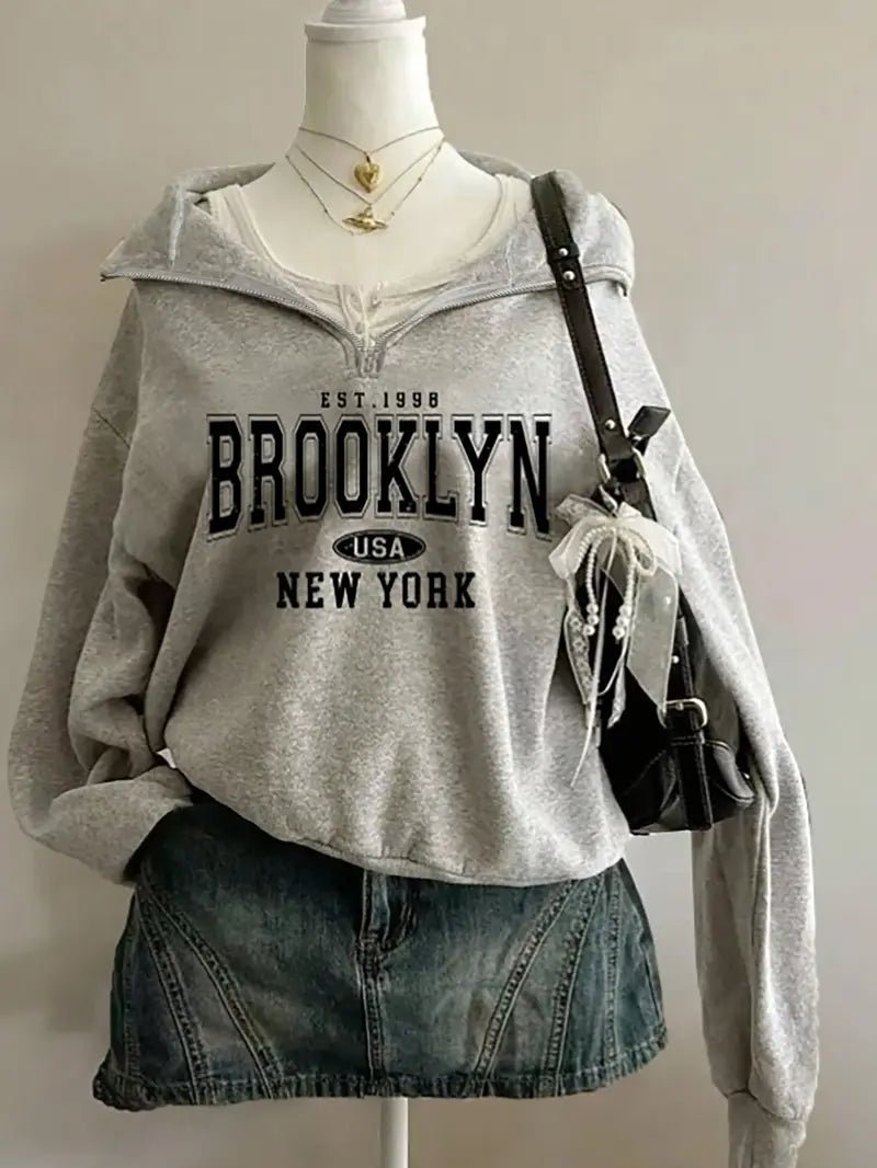 Sudadera Vintage Estilo Campus Americano "BROOKLYN USA NEW YORK" - BAKONE